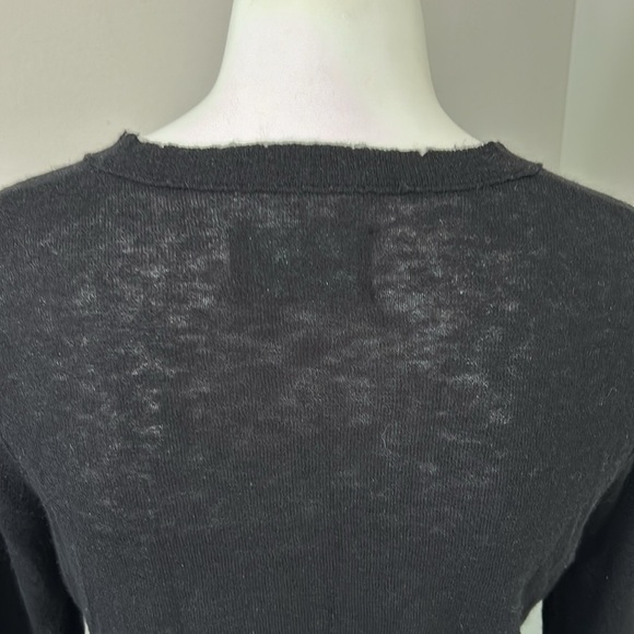 Zadig and Voltaire Cashmere Black Crewneck Sweater ZV Logo Long Sleeve - Picture 5 of 10
